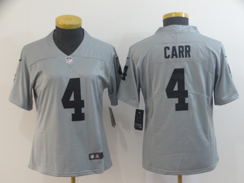 women Oakland Raiders 4 Carr 2019 Vapor Untouchable Nike Gray Inverted Legend NFL Jerseys